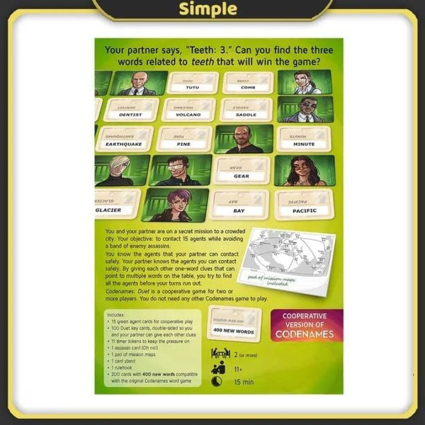 Tinny Toys Codenames duet card game