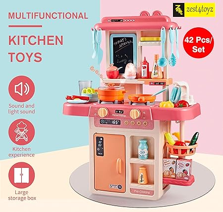 Tinny Toys  Kitchen Set for Kids 42 PCS Battery Oprated Pretend Play Kitchen Toy Set