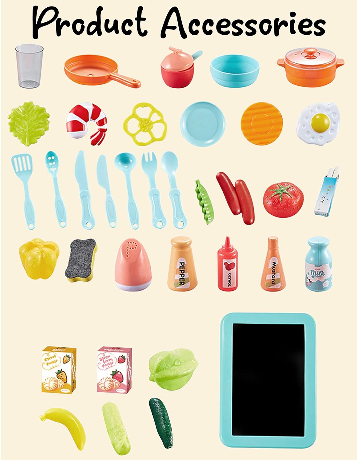 Tinny Toys  Kitchen Set for Kids 42 PCS Battery Oprated Pretend Play Kitchen Toy Set